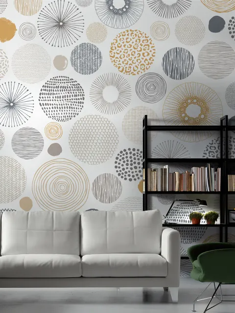 Papier peint panoramique de cercles abstraits de fantaisie
