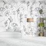 Sanfte Frauenfigur mit floraler Zeichnung Line Art Fototapete