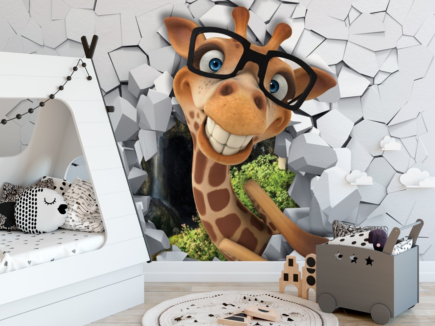 Cartoon Giraffe Wallpaper Mural - Peel and Stick