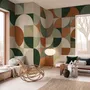 Retro Abstract Geometric Shapes Wallpaper Mural