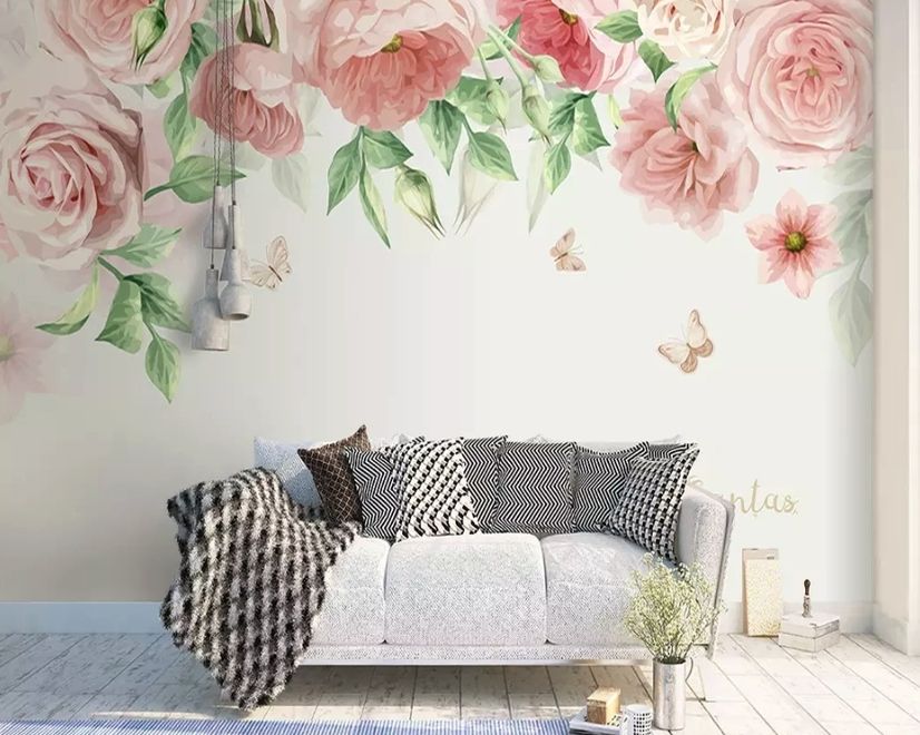 Pink Flower Art Wallpaper Mural