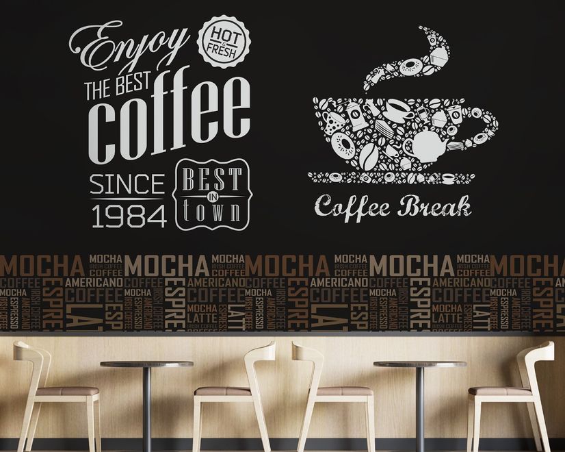 Coffee Mocha Typography Wallpaper Mural