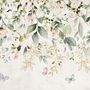 Aquarell Sanfte Blumen mit Grünen Blättern Fototapete