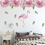 Pink Peony Floral and Flamingo Wall Decal Sticker