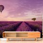 Serene Sunset Lavender and Balloon Landscape Wallpaper Mural