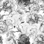 Dark Floral Charcoal Rose Flower Wallpaper Mural