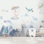 Papier peint panoramique pour enfants avec lapin mignon, style aquarelle
