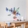 Blue Red Watercolor Daisy Floral Bouqet Wall Decal Sticker