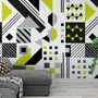 Black Yellow Geometric Shapes Wallpaper Mural