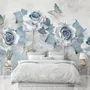Soft Blue Floral Wallpaper Mural