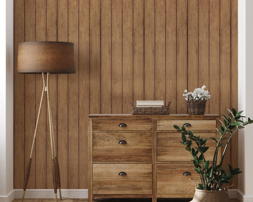 Vintage Wood Look Panel Wallpaper