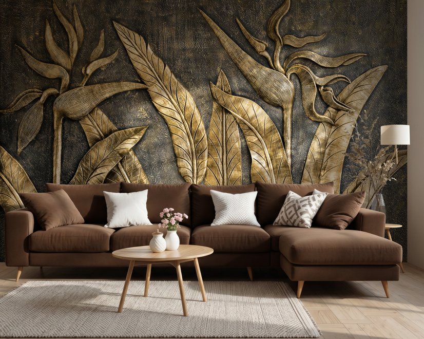 Tropical Birds of Paradise Sculpture Wallpaper Mural