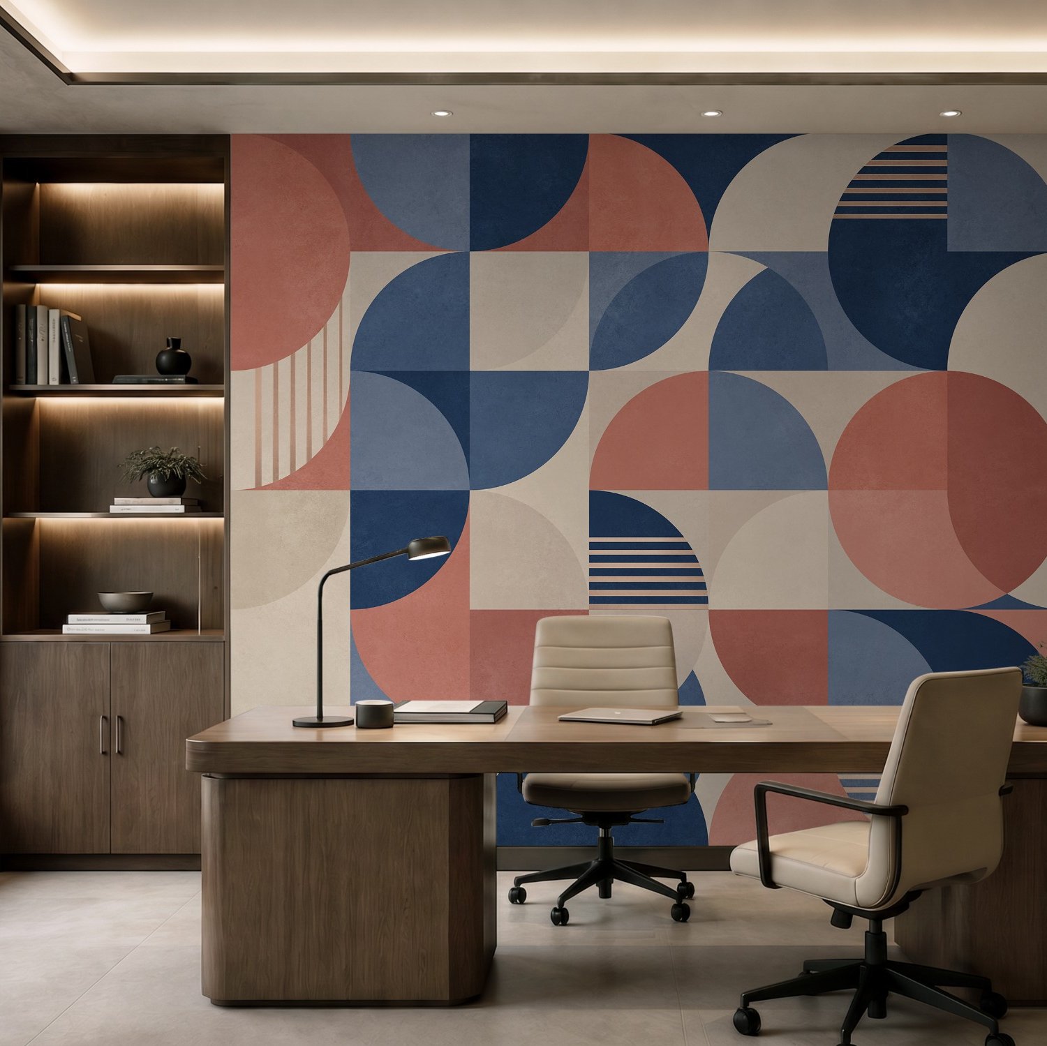 Retro Abstract Geometric Shapes Wallpaper Mural - Peel and Stick