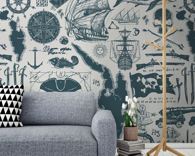 Sailor Map Adventure Kids Wallpaper Mural