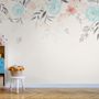 Papier peint panoramique fleurs de vigne bleu doux vintage