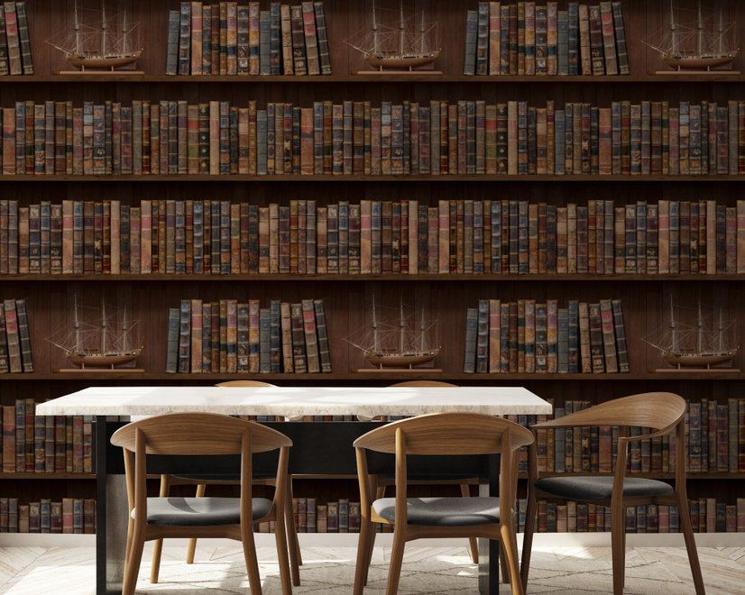 Vintage Bibliothek Fototapete