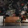Dark Dutch Floral Bouquet with Birds Wallpaper Mural