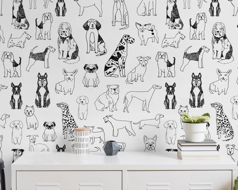 Kids Cartoon Cute Dog Family Wallpaper Mural