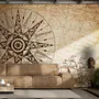 Papier peint carte vintage avec boussole