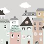 Papier peint panoramique de la petite maison scandinave des enfants
