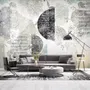 Geometric Pattern with Floral Wallpaper Mural