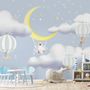 Kinder Cartoon Wolke und Gelber Mond Fototapete