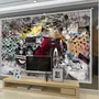 Vintage Car with Graffiti Brick Wallpaper Mural