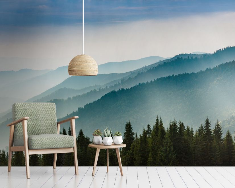 Foggy Mountains Landscape Wallpaper Mural
