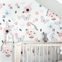 Aquarelle rose bleu fleurs avec oiseaux et papillons Stickers muraux