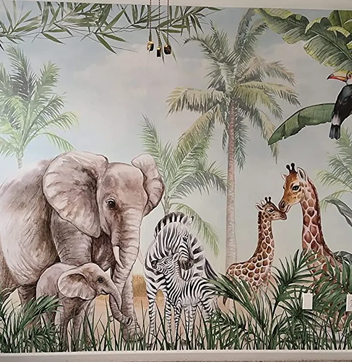 Kids Safari Animals with Cub Wallpaper Mural