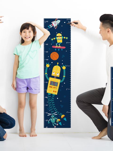 Kinder Höhenmesser mit Robotern Wandtattoo