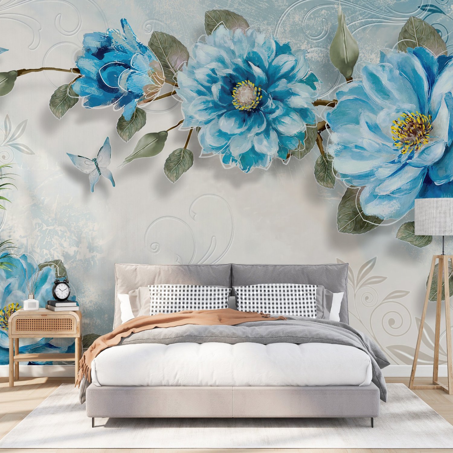 Watercolor Bohemian Floral Wallpaper Mural - Peel and Stick