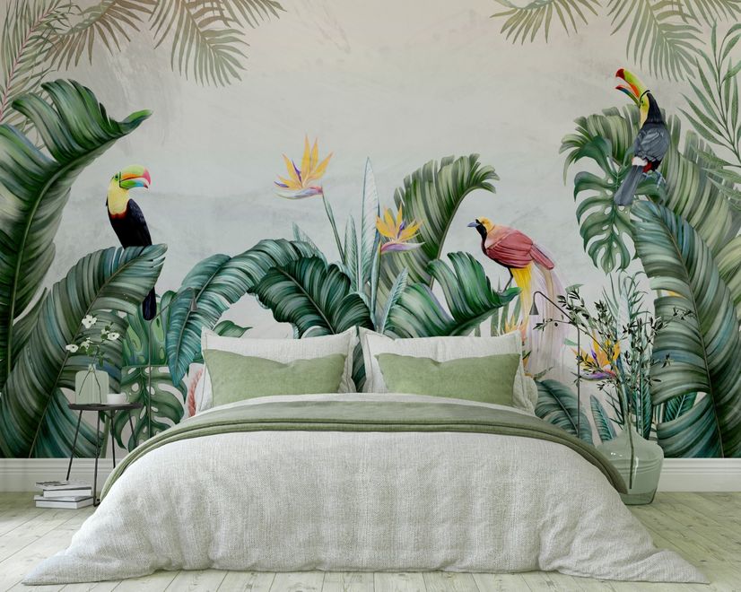 Toucans and Tropical Rainforest Wallpaper Mural