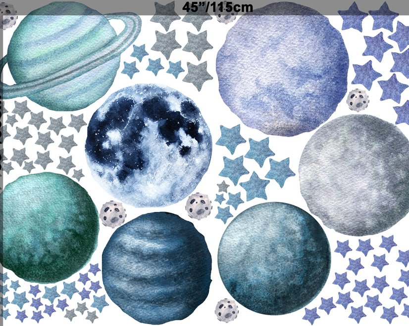 Aquarelle Planètes et étoiles Stickers muraux