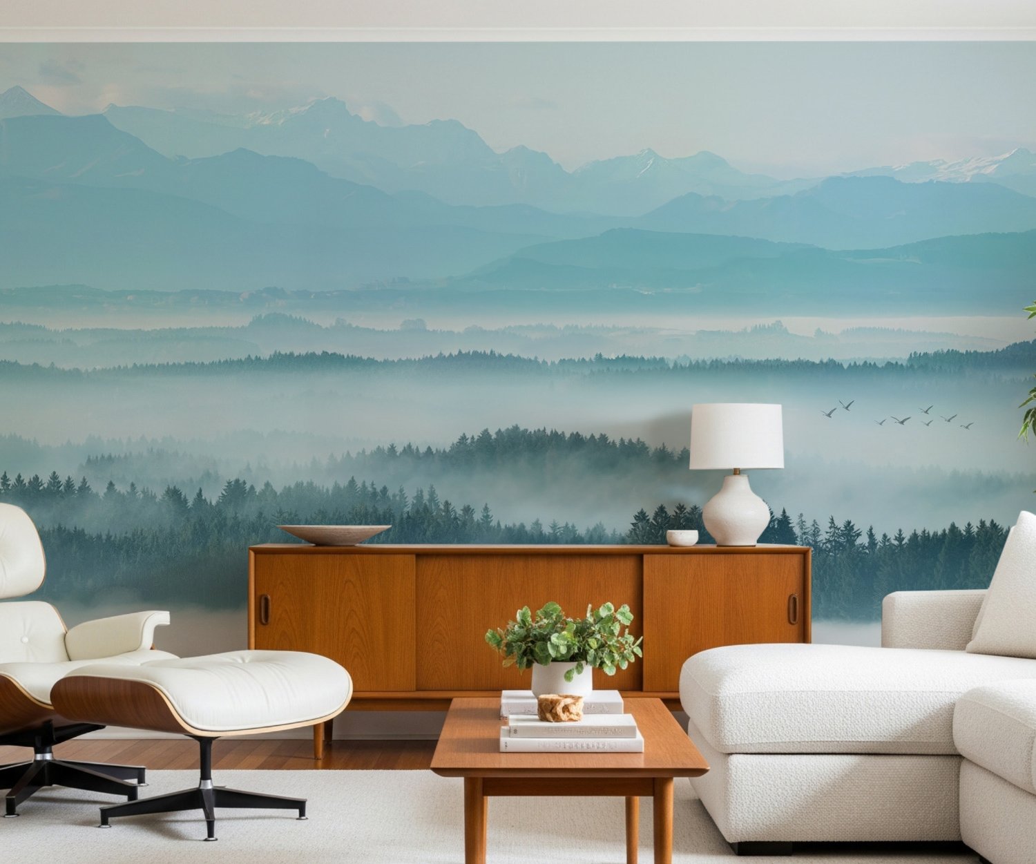 Misty Forest Landscape Wallpaper Mural - Peel and Stick
