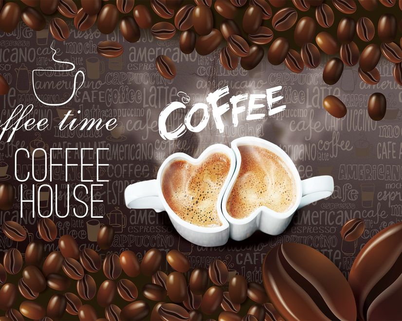 Coffee Beans with Mocha Wallpaper Mural
