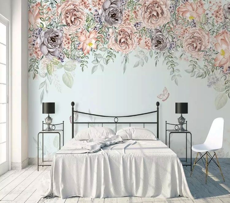 Nostalgic Dark Vine Flowers Wallpaper Mural