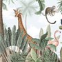 Kids Nursery Pink Flamingo and Cute Giraffe Safari Animals Wallpaper Mural