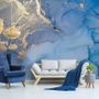 Blue Gold Look Marble with Splash Wallpaper Mural