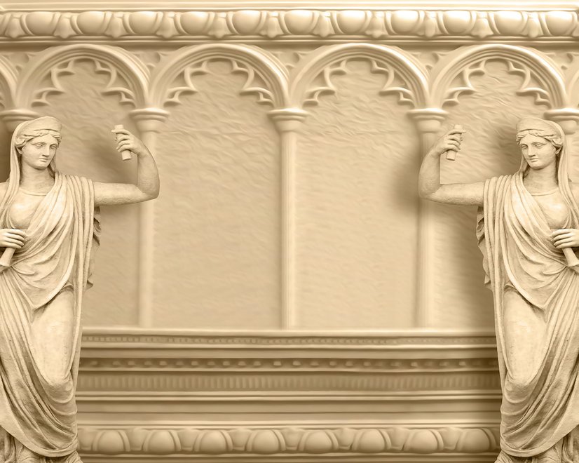 3D geprägte Optik Byzantinische Skulpturen Fototapete