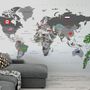 Politische Weltkarte mit Länderflaggen Fototapete