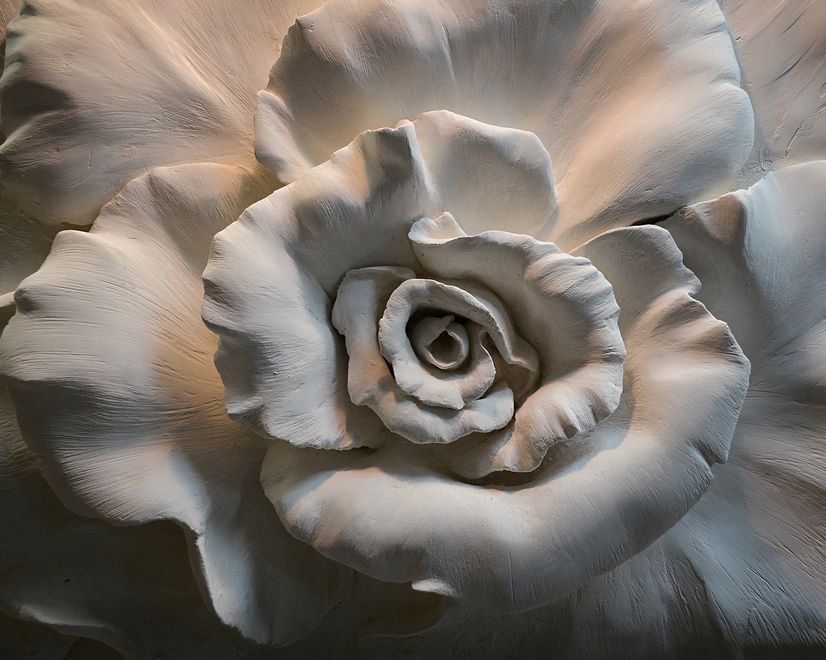 papier peint panoramique en 3D, aspect gaufré, avec des roses en ciment