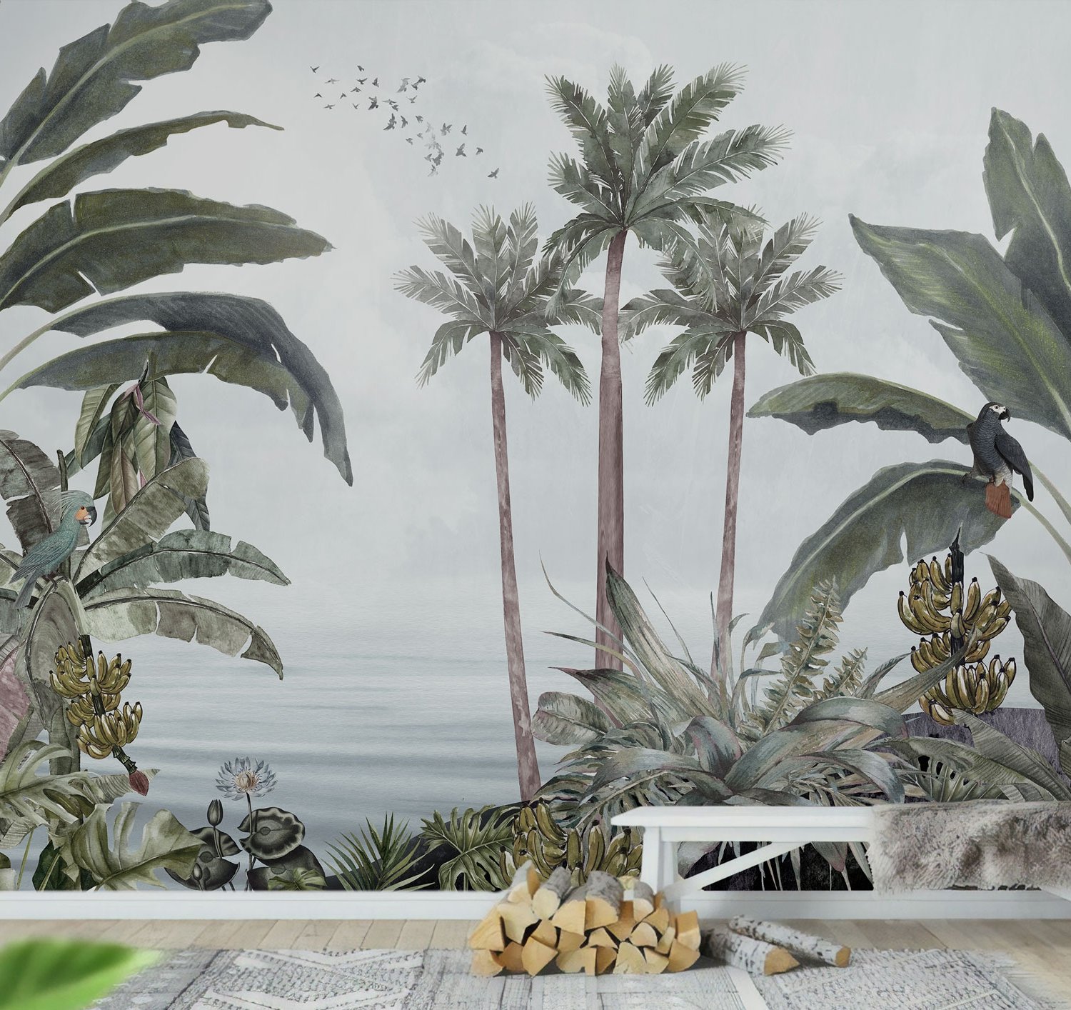 Exotic Forest on Seaside Wallpaper Mural - Peel and Stick