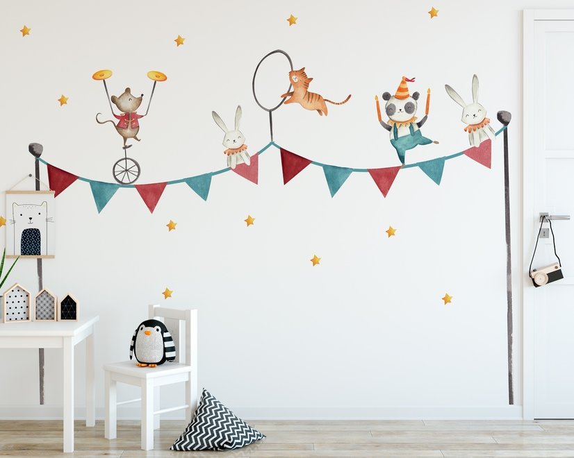 Kinder Zirkus Safari Tiere Wandtattoo