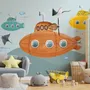 Papier peint panoramique sous-marin aquarelle garçons enfants