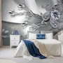 Silver Crystal Daisy Floral Wallpaper Mural