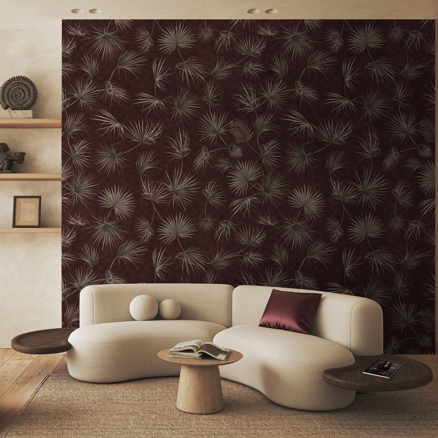 Tropical Palm Leaf and Birds Wallpaper Mural - Peel and Stick