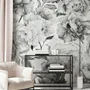 Papier peint floral sombre rose charbon