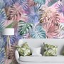 Papier peint panoramique de feuilles tropicales colorées