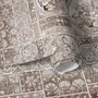 Antique wallpaper mural with Art Nouveau floral tile panels, sepia borders and blush botanical medallions